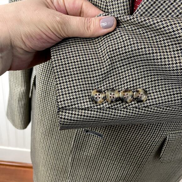Nordstrom 42R 2-Button Blazer Silk Wool Tweed Houndstooth Sport Coat Jacket - Picture 15 of 16